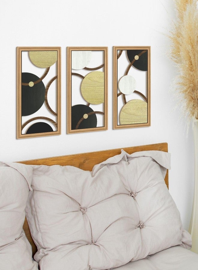 Putuo Decor Modern Geometric Cut-Out Wall Art Set of 3, Black Gold Circle Wall Panels for Living Room Bedroom Office, 3D Layered Abstract Metal Look Wall Decor - Image 4
